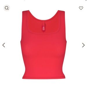 Skims cotton ribbed tank in red